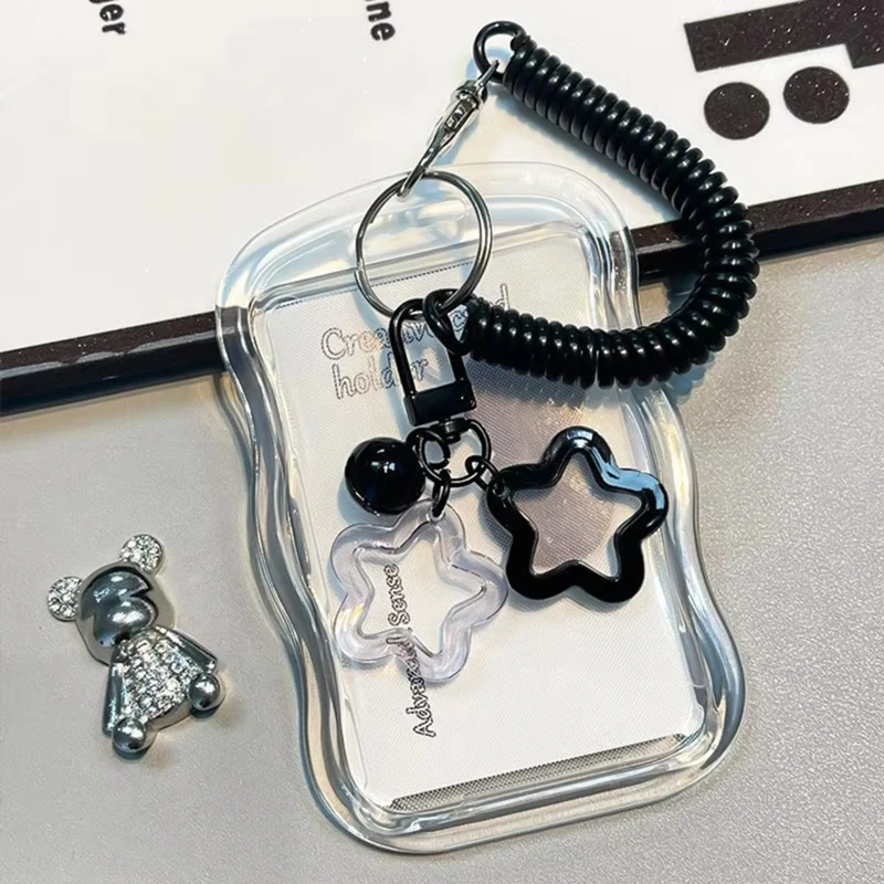 Photocard Holder Transparent Card Holder Keychain Photo Sleeves Bus Card Student Card Case Photo Protector
