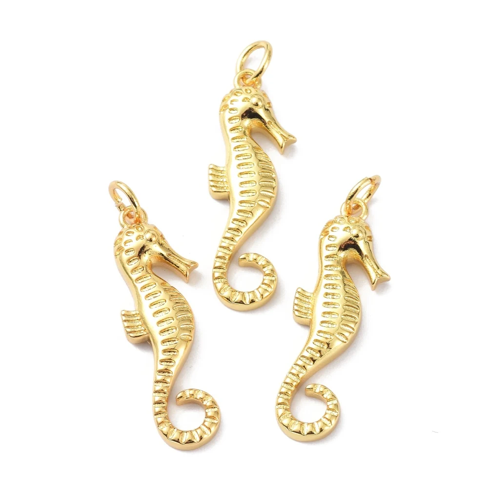 

10Pcs Sea Horse Brass Pendants Ocean Animals Charms Hanging Ornament for Jewelry Necklace Bracelet Earring Making 26.5x9x3mm