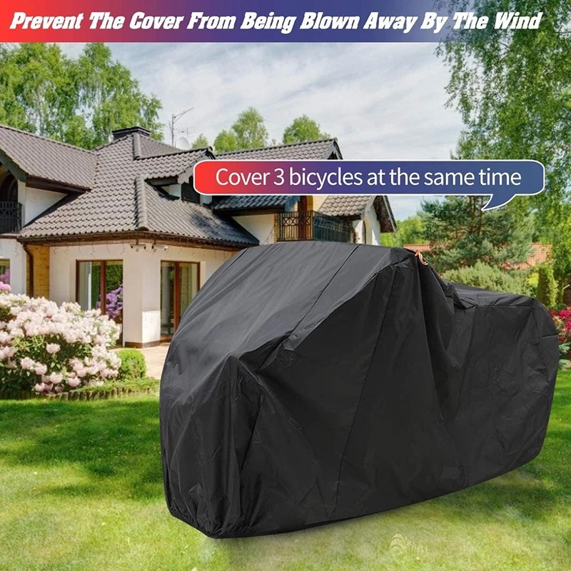 Bicycle Cover for 3 Bikes Waterproof Outdoor Bicycle Storage Anti-UV Cold Weather Rain Snow Wind Proof Tarp Tent Shed Dust Dirt