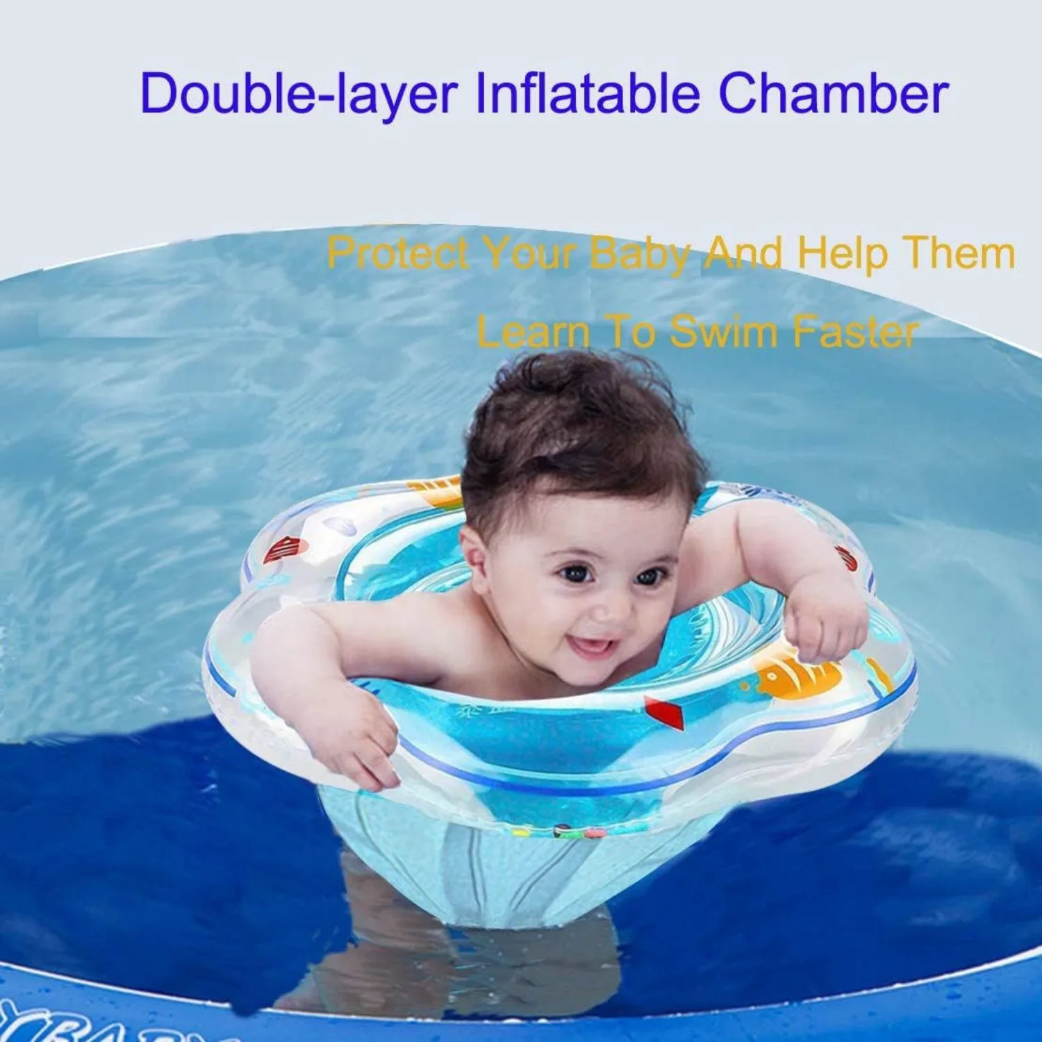 Baby Swimming Lifebuoy Baby Swimming Bath nuoto Training sicurezza ambientale doppio Airbag anello da nuoto blu