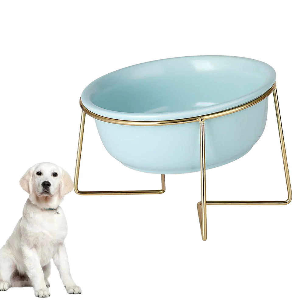 

1Pcs 800Ml Pet Feeding Bowl Blue Ceramic High Feet Cervical Support Food Dish for Cats Dogs Kittens Safe Eating Serving Utensil