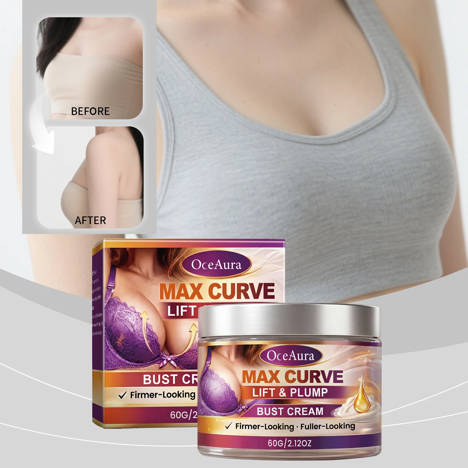 Chest Moisturizing Cream, Gentle Formula Care Elastic Chest Daily Application Massage Care Cream