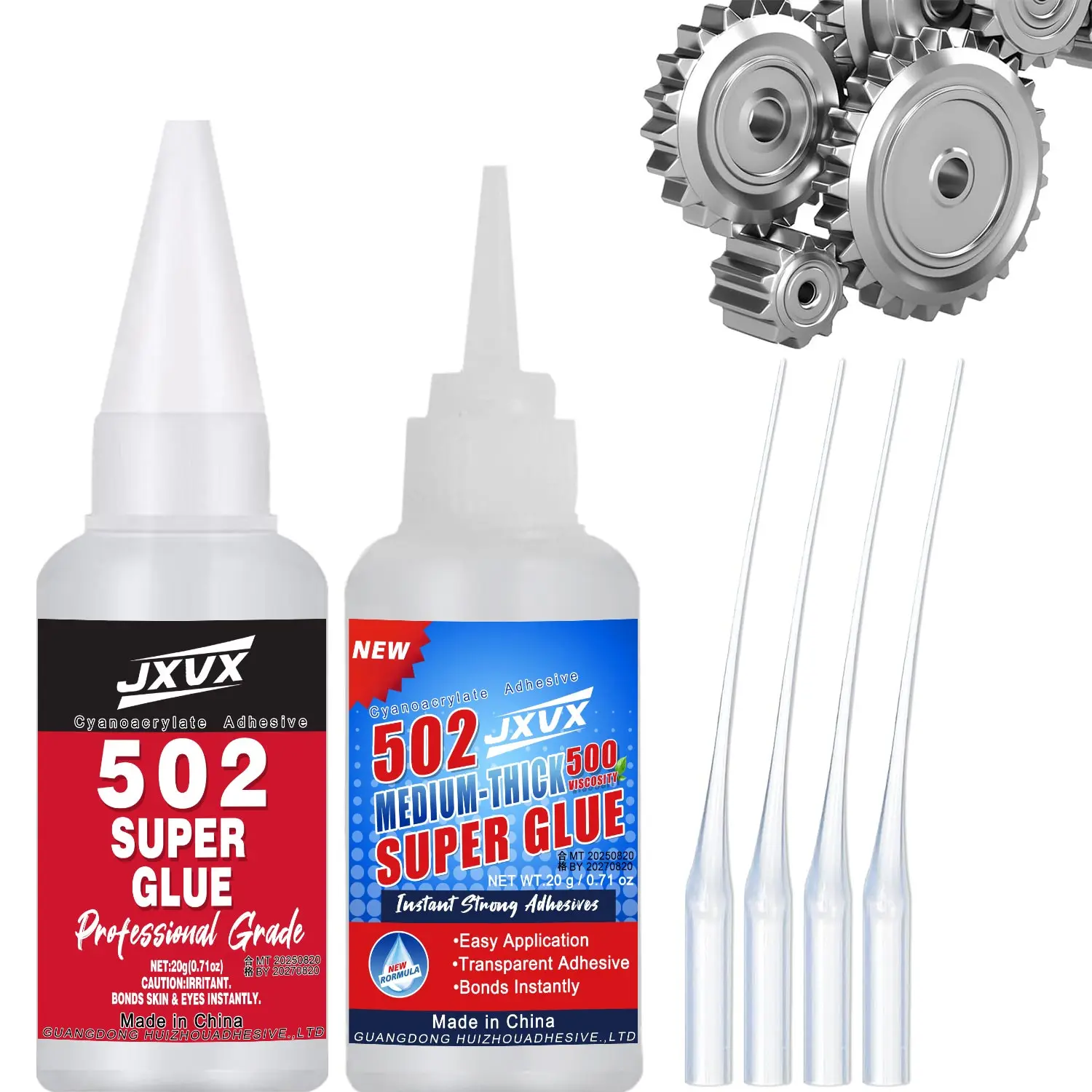 502 Super Cola Extra Forte Líquido Transparente Adesivo Cianoacrilato Reparação de sapatos de viscosidade média, couro, cerâmica, plástico, vidro, metal, madeira, borracha, terracota, modelagem.