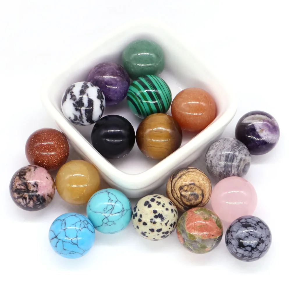 18mm Mini Crystal Balls Natural Healing Stone Sphere Home Decor Pocket Gems Reiki Quartz Non-Porous Round Beads Mineral Specimen