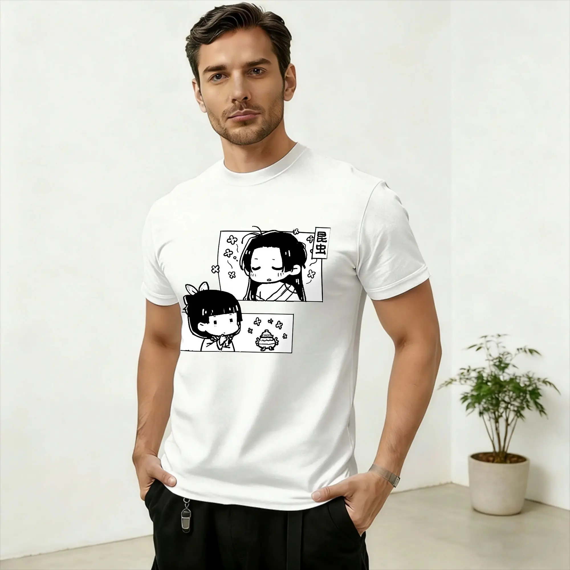 Kusuriya no Hitorigoto Anime Tshirts Men Cotton Tops Vintage The Apothecary Diaries Round Neck Short Sleeve