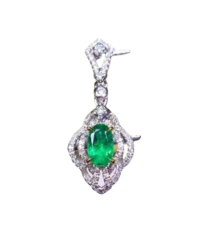 

Gemicro Jewelry 100% Natural Colombian Emerald Pendant with Vivid Green Gemstone Size of 4X6mm and S925 Sterling Silver as Gifts