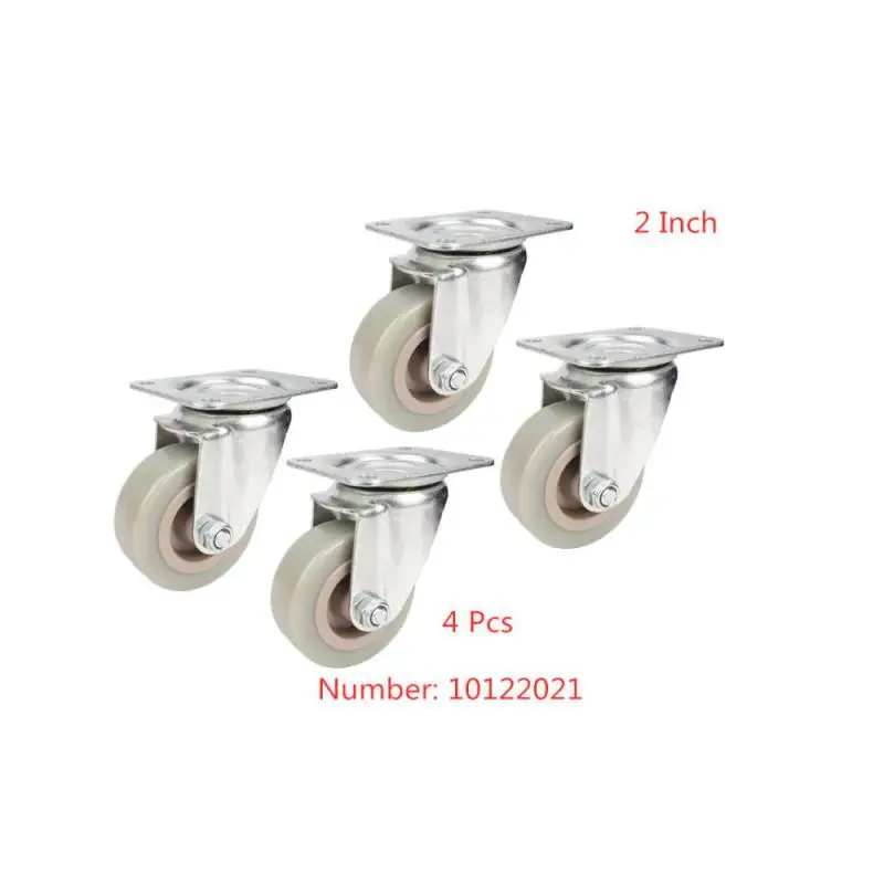 4 Packs 2 Inch Flat Bottom Pvc Universal Wheel Quiet Durable Mobile Trolley Caster