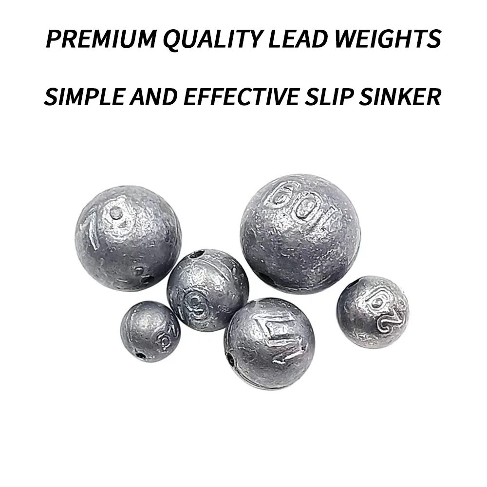 Fishing Weights Lead Round Ball Sinkers Bulk, Saltwater Freshwater Bass Trout Pike Carp Fishing Weight Sinker Tackle Accessories