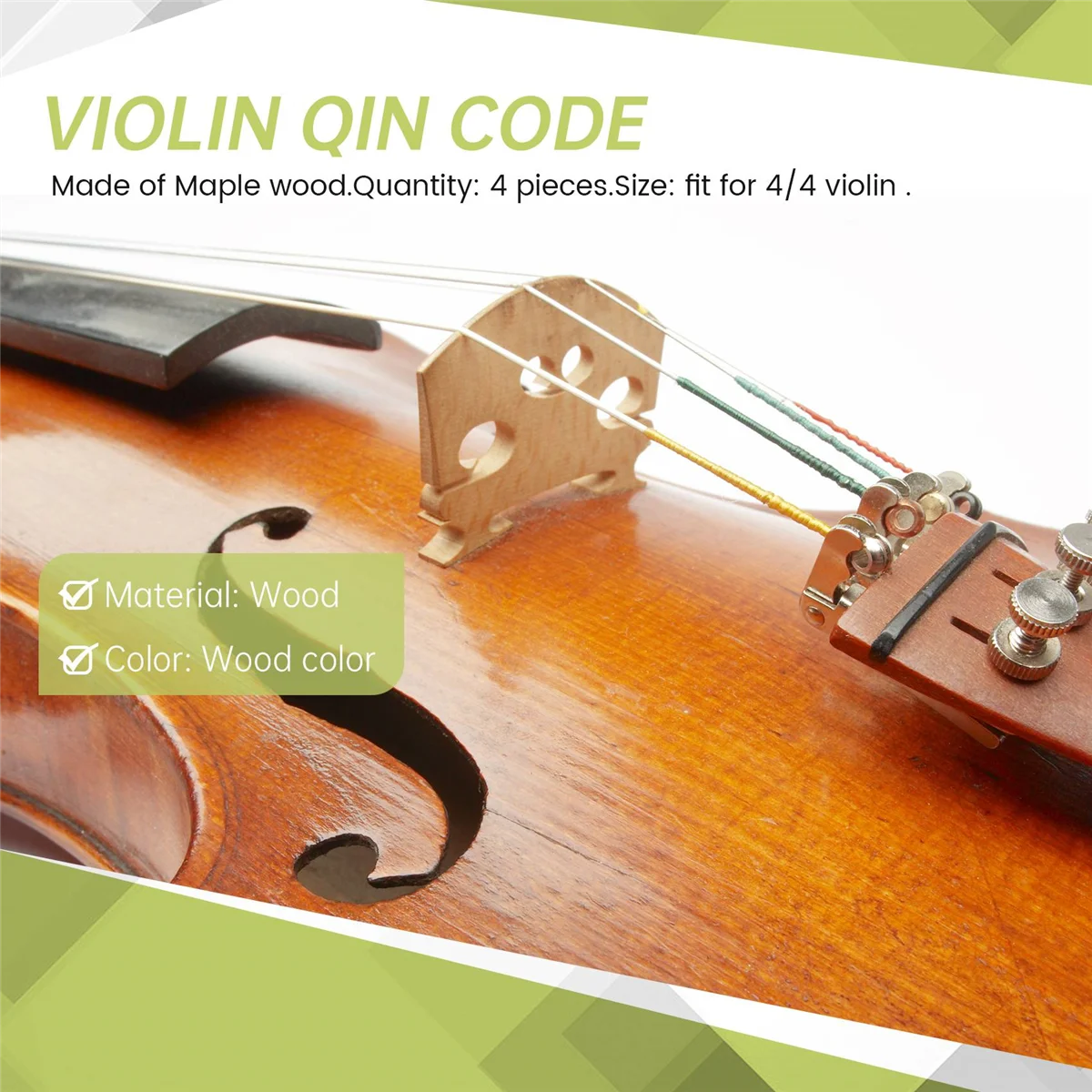 أجزاء الكمان Lo-ok Violin-Bridge-5pc-4/4 أجزاء كمان جسر القيقب، 4 قطع