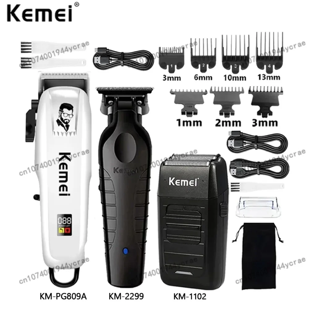 

Kemei Km-2299 Km-PG809A Km-1102 Electric Hair Clipper Professional Trimmer USB Rechargeable Hair Cutting Machine for Men