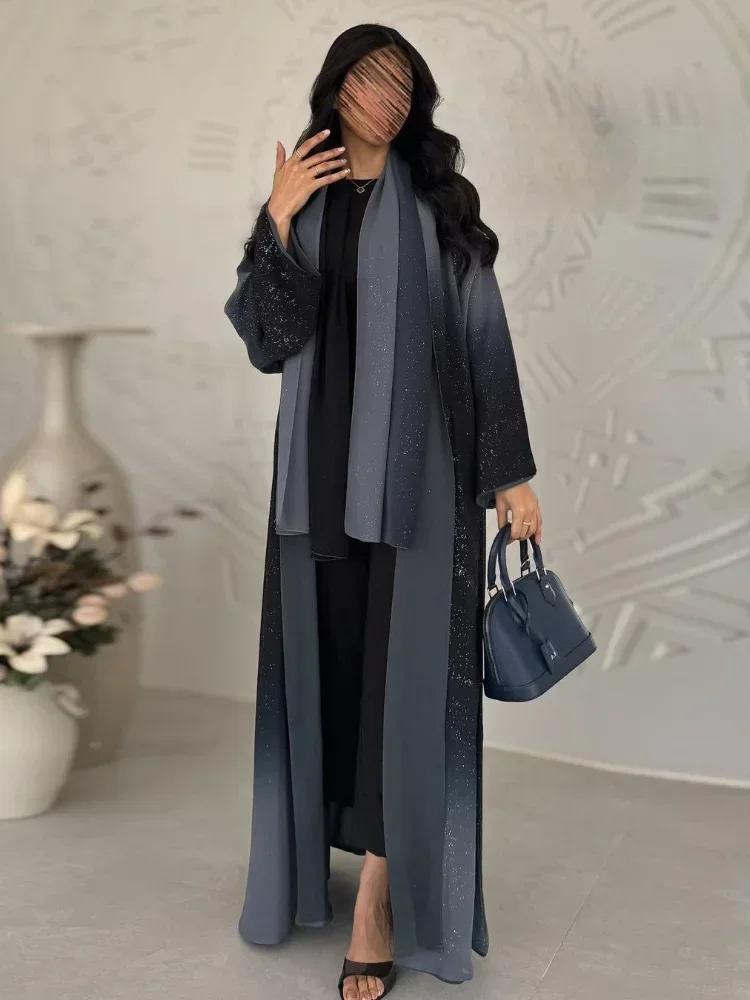 Eid Abaya musulmana cárdigan para mujer Jalabiya Marruecos Vestidos de fiesta Dubai Abayas brillantes Kaftan Vestidos árabe vestido largo 2024