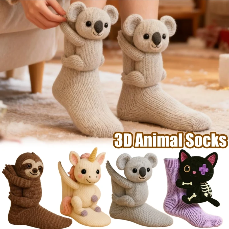 

Warm 3D Knitted Animal Slipper Socks For Kids Christmas Creative Gifts Handmade Cozy Floor Non Slip Novelty Designs