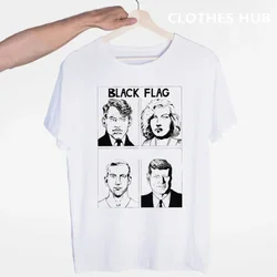 Black Flag T-shirt Summer O-Neck Short Sleeve Punk Rock Band Henry Rollins large bars Tshirt