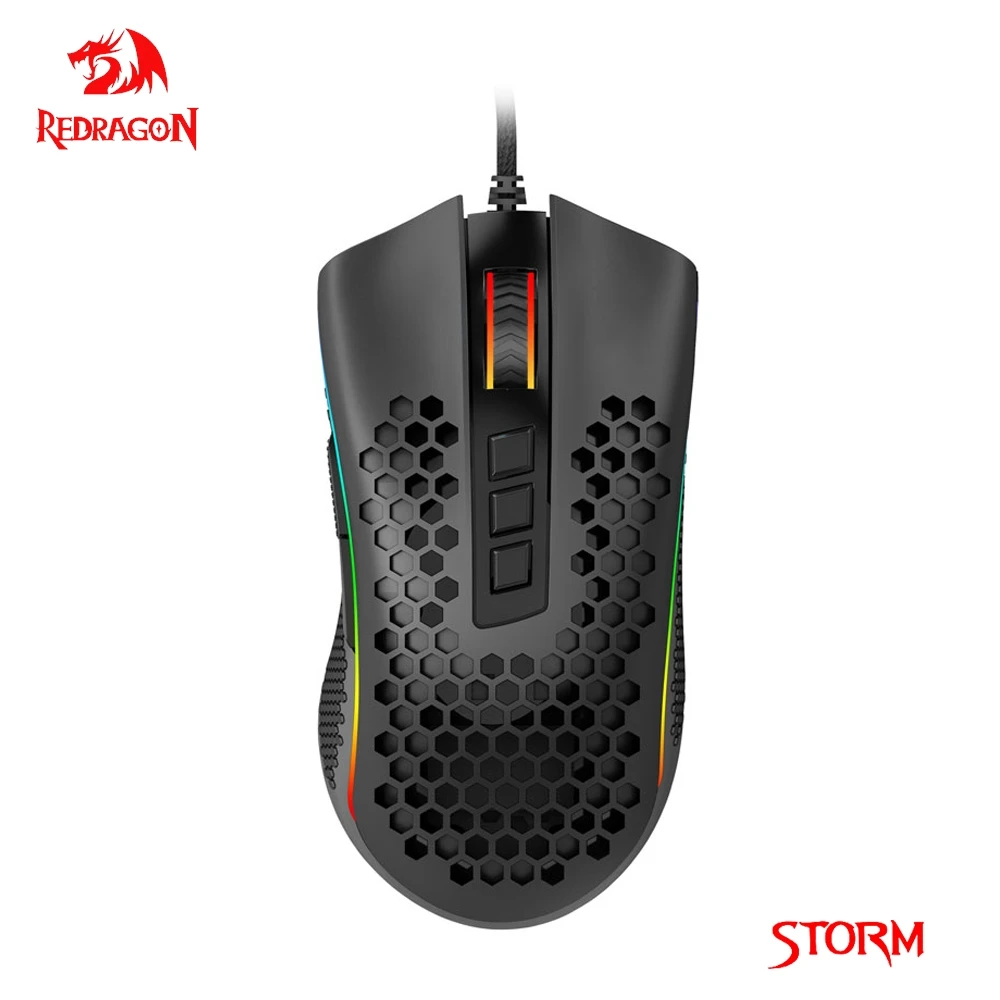

REDRAGON Storm M808 USB wired RGB Gaming Ultralight Honeycomb Mouse 12400 DPI programmable game mice for Computer PC Laptop