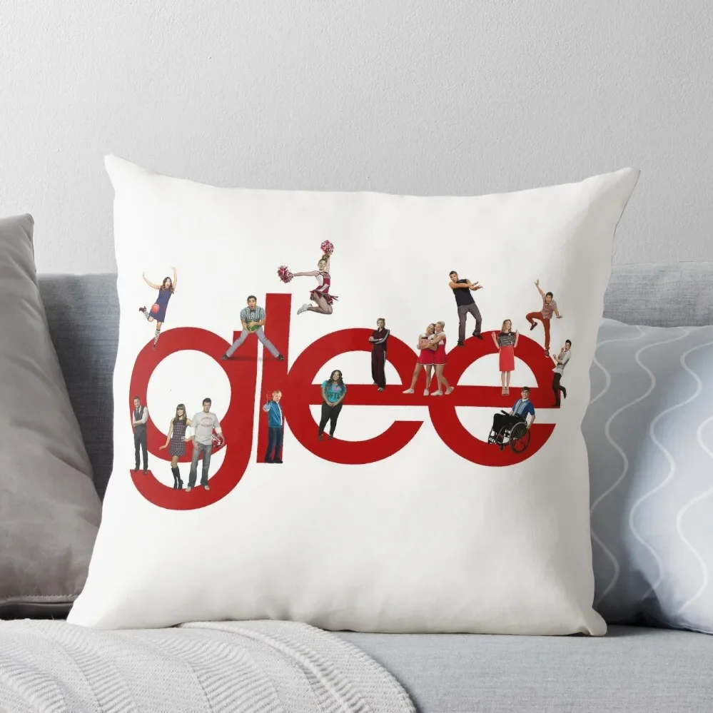 

glee logo with the cast Throw Pillow pillows decor home Sofa Pillow Cover Pillowcases