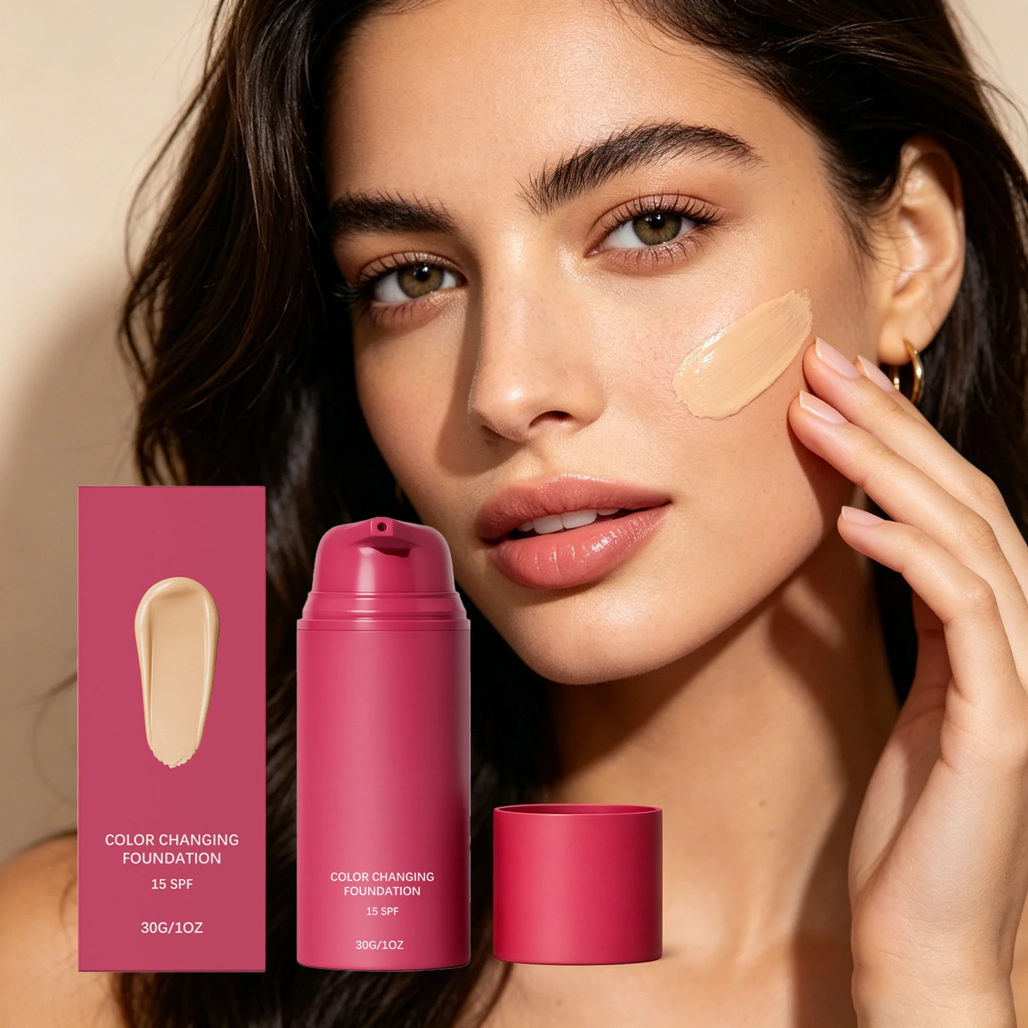 30G Face Color Changing Foundation Moisturizing Enhance Smoothness Improve Skin Texture Non-greasy Glowing Facial Foundation