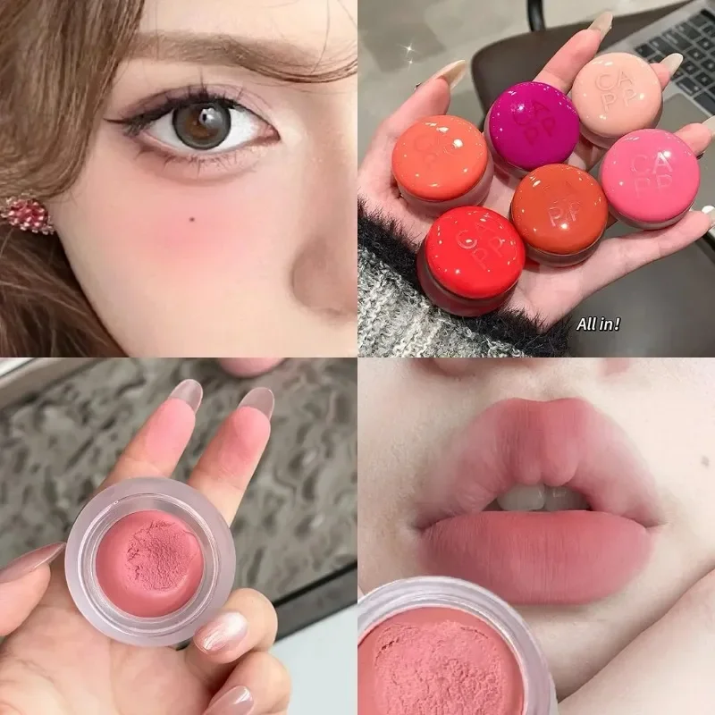 Cappuvini Canned Lip Mud Matte Velvet Mousse Lip Gloss Moisturizing Lipstick Cheek Blush Cream Tint Lips Korean Makeup Products