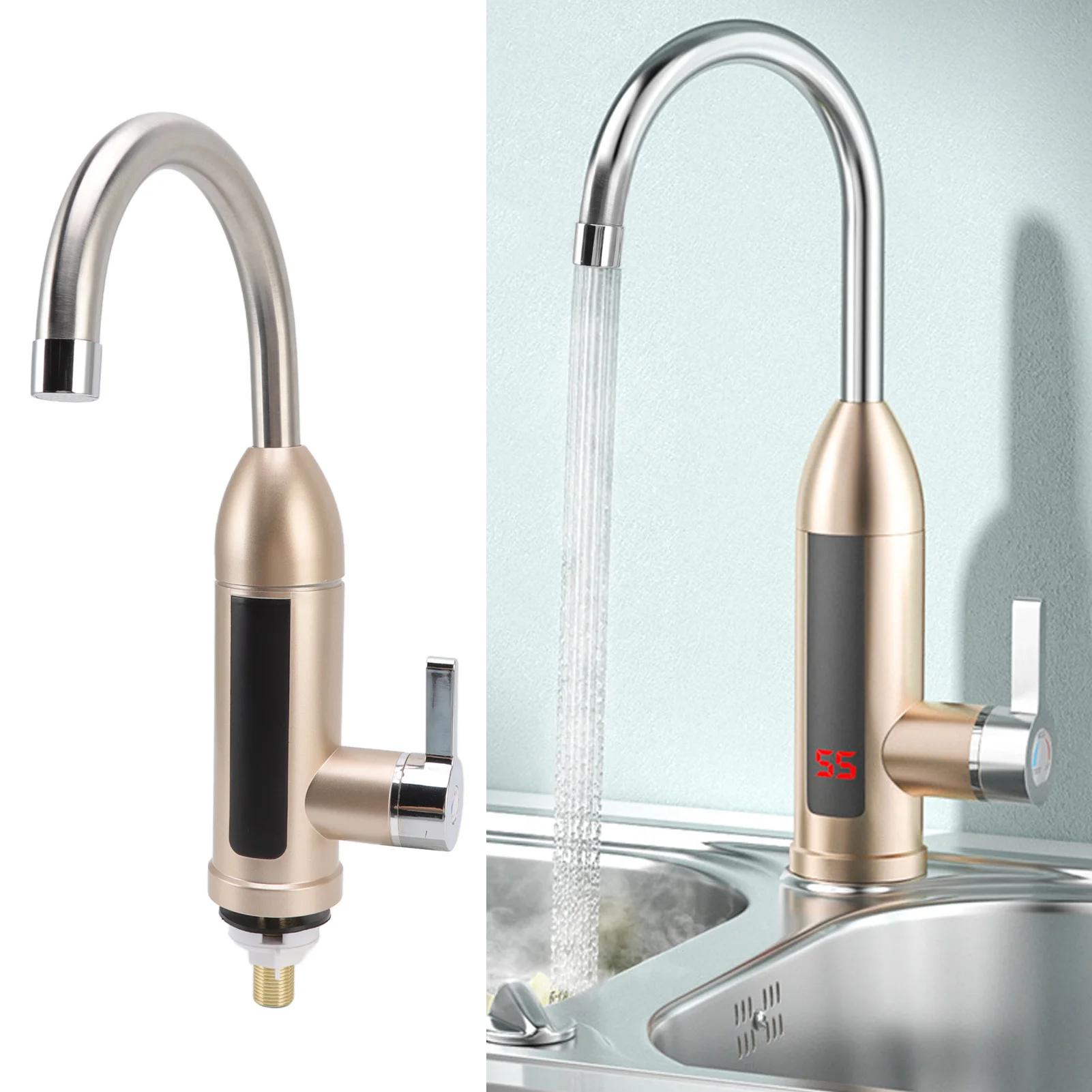 

3000 Вт мгновенный водонагреватель, вращающийся электрический кран для горячей и холодной воды, электрический кран из нержавеющей стали для кухни, ванной комнаты