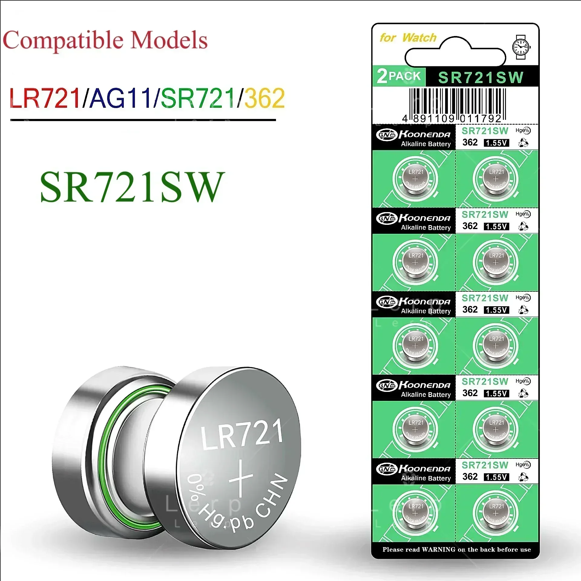 High Quality 362A Battery for Electronics, AG11 Button Cell Battery, SR721 Battery