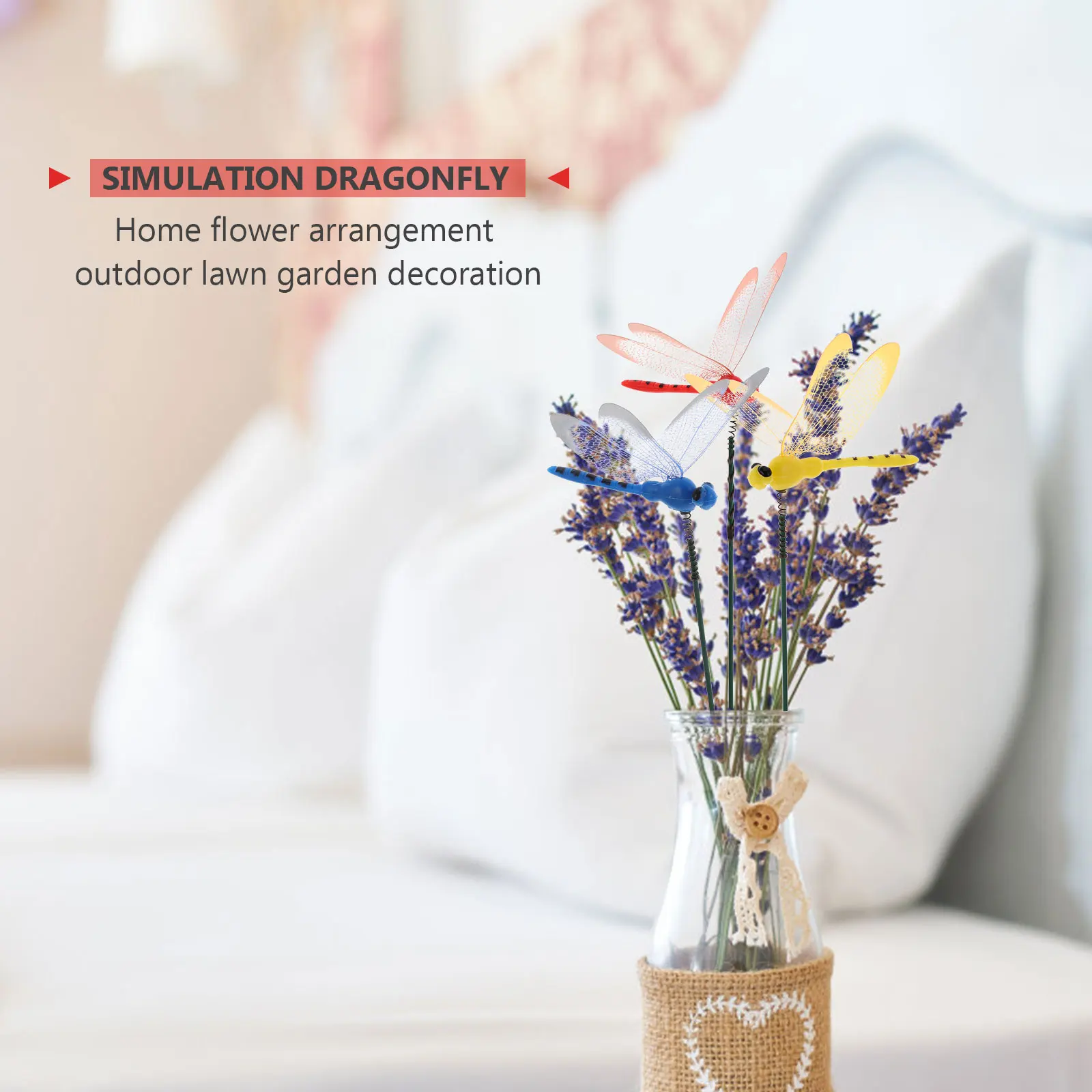 

30pcs Simulated Dragonfly Decorations PVC Garden Stakes Bright Colorful Grassland Lawn Home Kids Gift Stick Lightweight Lifelike