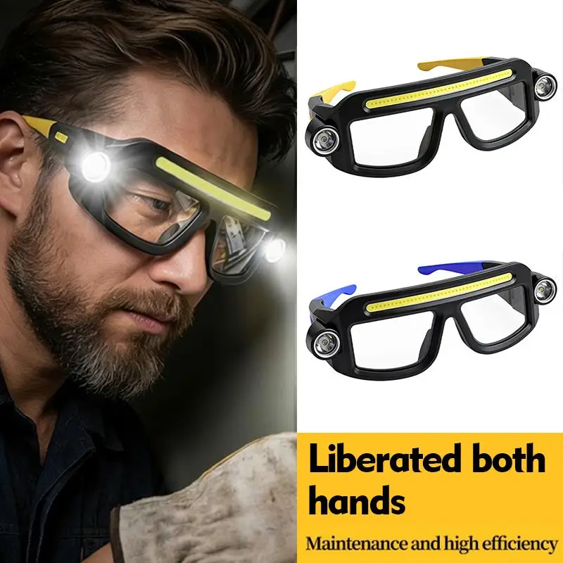 LED Glasses HeadlampType-C Rechargeable Hands-Free Eyeglass Light Waterproof Head Light for Night Work Hiking