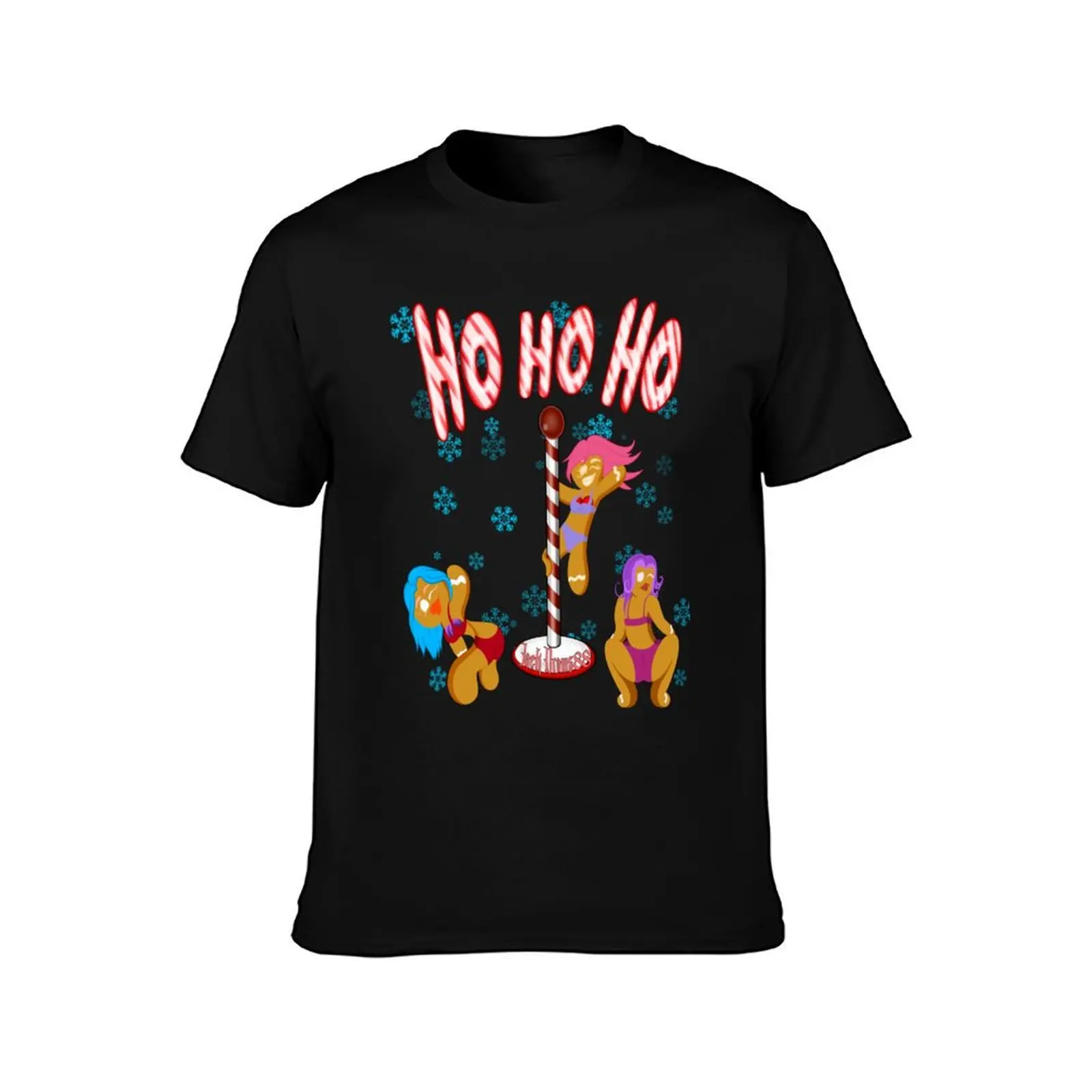 Christmas Xmas ho ho ho gingerbread stripper T-Shirt, Vintage Retro Graphic Tee, Unisex Summer Casual Streetwear Top