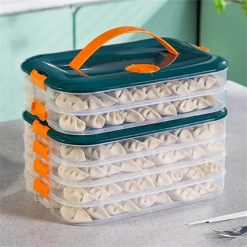 1/2/3/4 Tier Dumpling Storage Box Multilayer Special Dumpling Box Wonton Fresh-Keeping Large Capacity Wonton Fresh-keeping Boxs