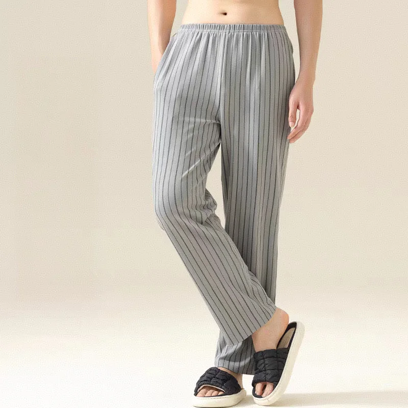 Spring and Autumn Plus-Size Men's and Women's Pajama Pants, Long Pants, Stylish Home Wear, Loose-Fitting Thermal Pants, Striped and Plaid, Casual and Suitable for Wearing Outside