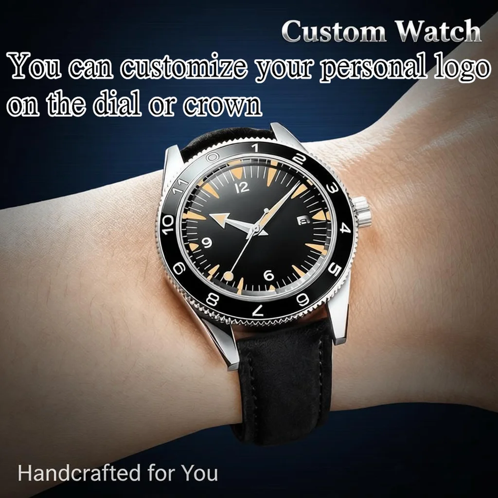 

Часы DIY, 41 мм, сапфировое стекло, NH35, мужские спортивные часы, светящиеся автоматические механические спортивные часы, мужские часы с кожаным ремешком