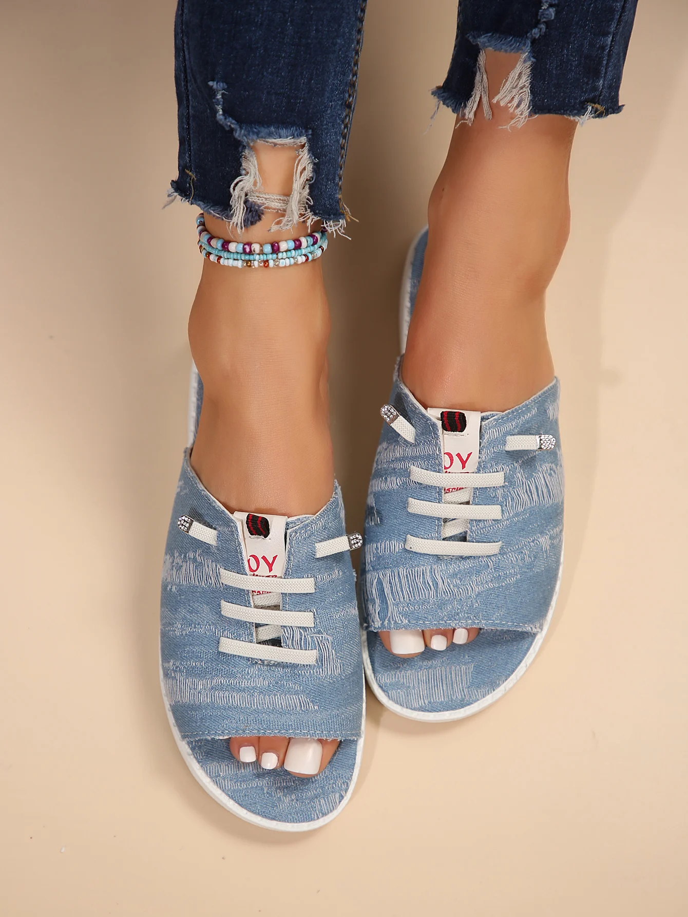 Women's Slippers 2024 Summer New Style Square Toe Flat Shoes Casual Beach Sandals Ladies Fashion Simple Sandals Women Shoes
