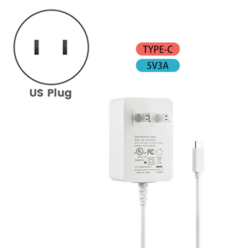 ABKI-5V 3A USB-C محول الطاقة لساعة الصوت لإنذار 15 واط الطاقة الولايات المتحدة التوصيل