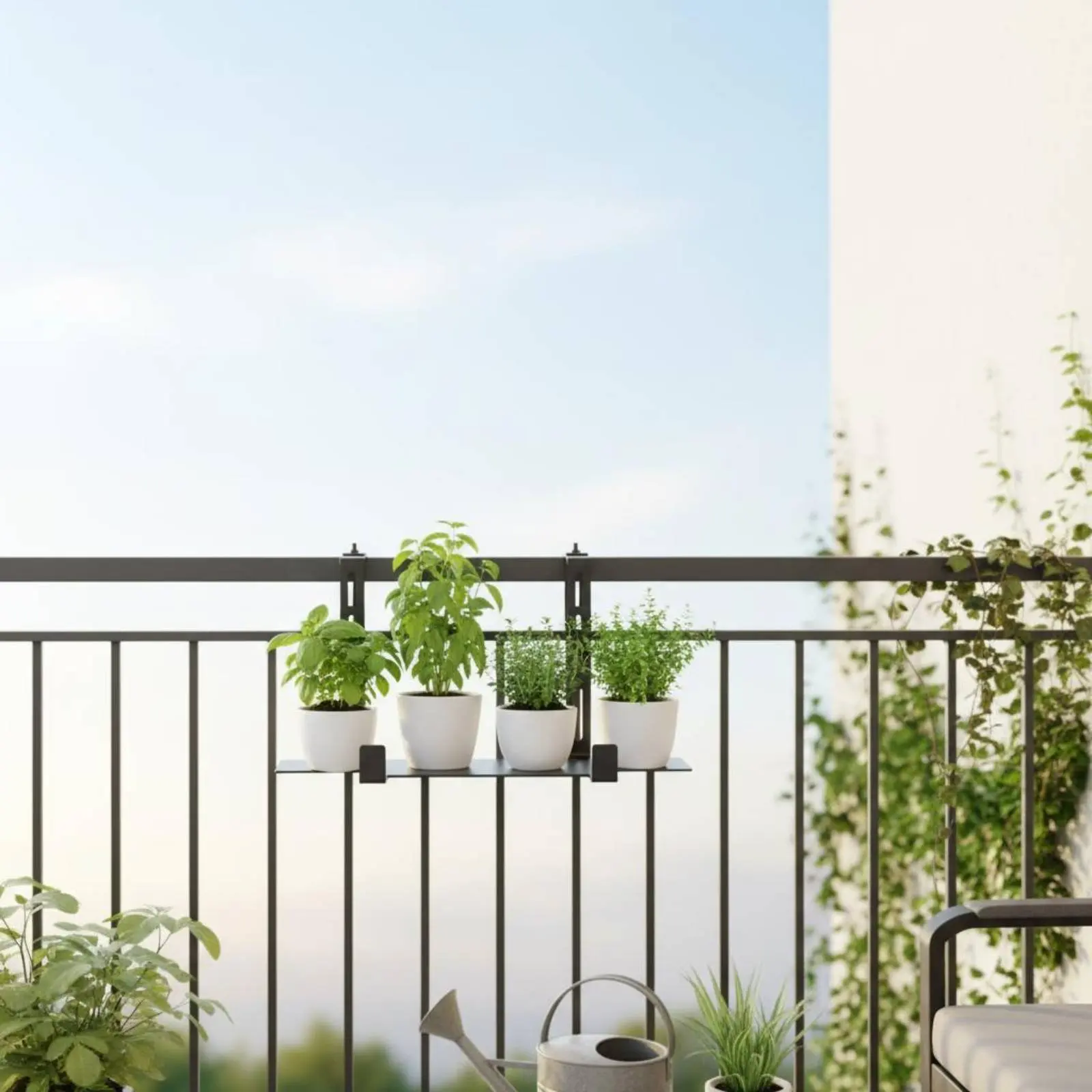 8 Pieces Balcony Railing Planter Bracket Carbon Steel Metal Flower Pot Hangers Adjustable Railing Hanger Easy Assembly for Patio