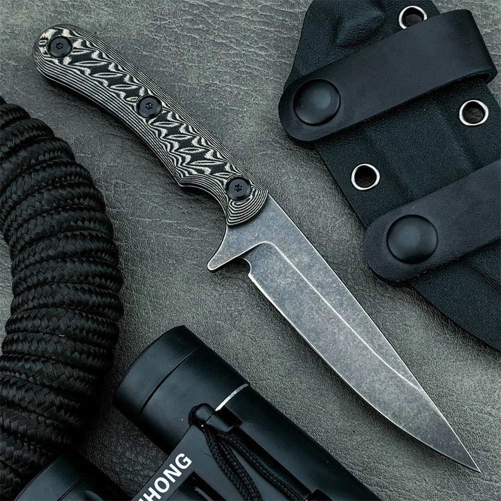 

Охотничий нож с фиксированным лезвием высокой твердости, стальное лезвие 7Cr13MoV, ручка G10, инструмент для резки пригод на открытом воздухе, кемпинга с ножнами