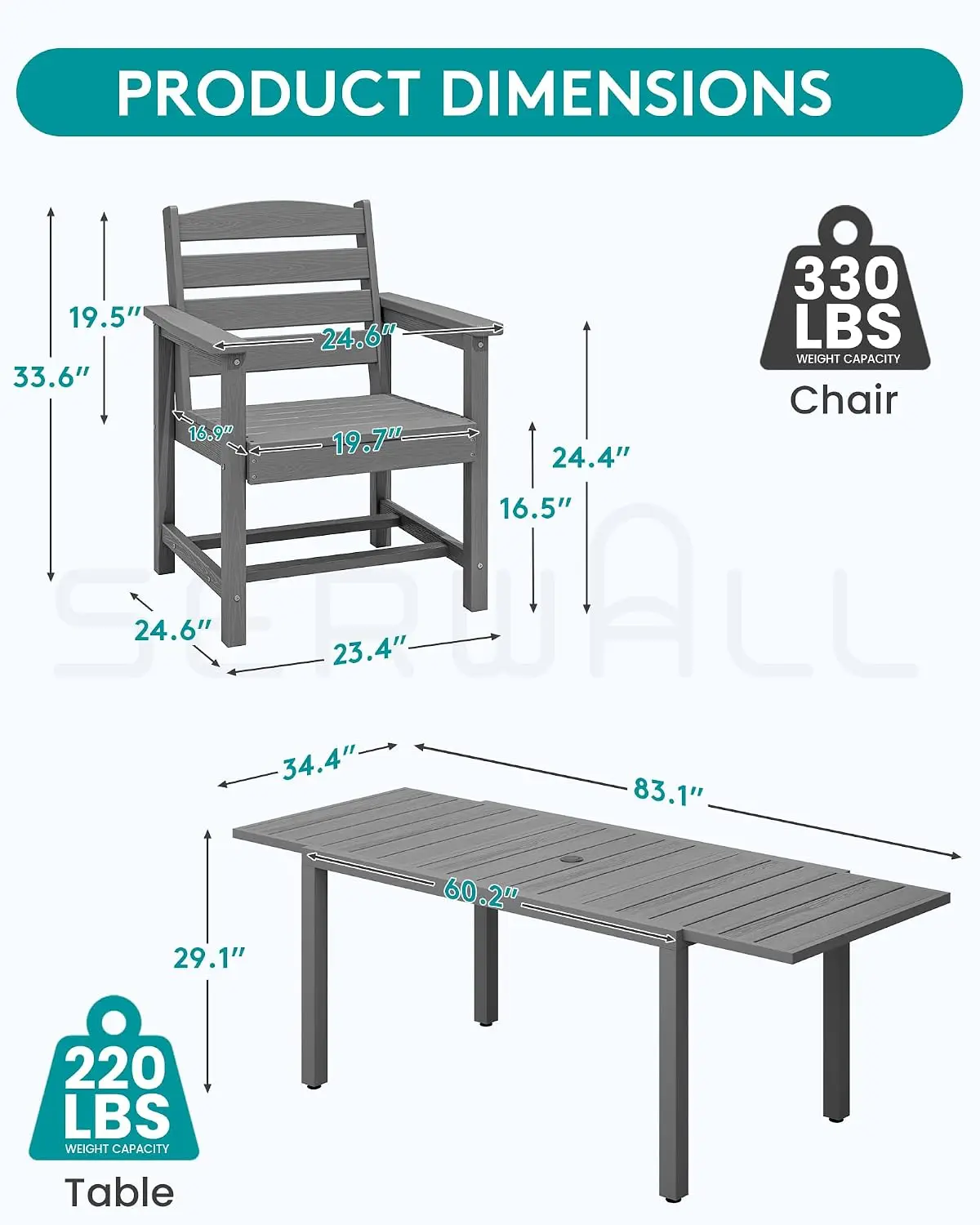 Outdoor Expandable Dining Table 60