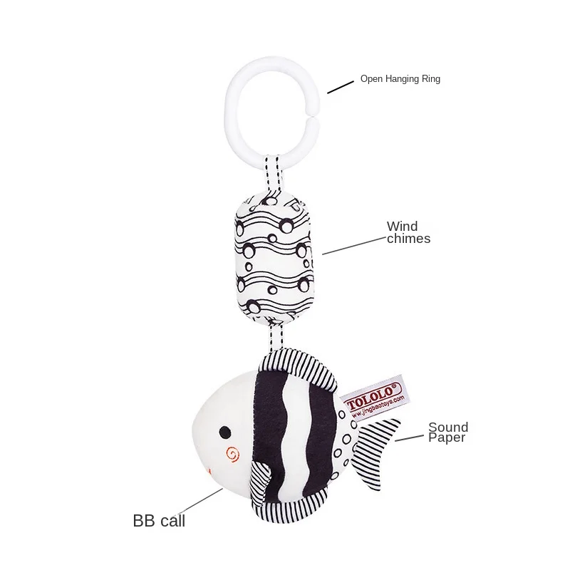 Zawieszka do łóżeczka dla dziecka, grzechotka, czarno-biały dzwonek do łóżeczka, wiszący wózek dziecięcy, wiszące dzwonki, dzwonki wietrzne