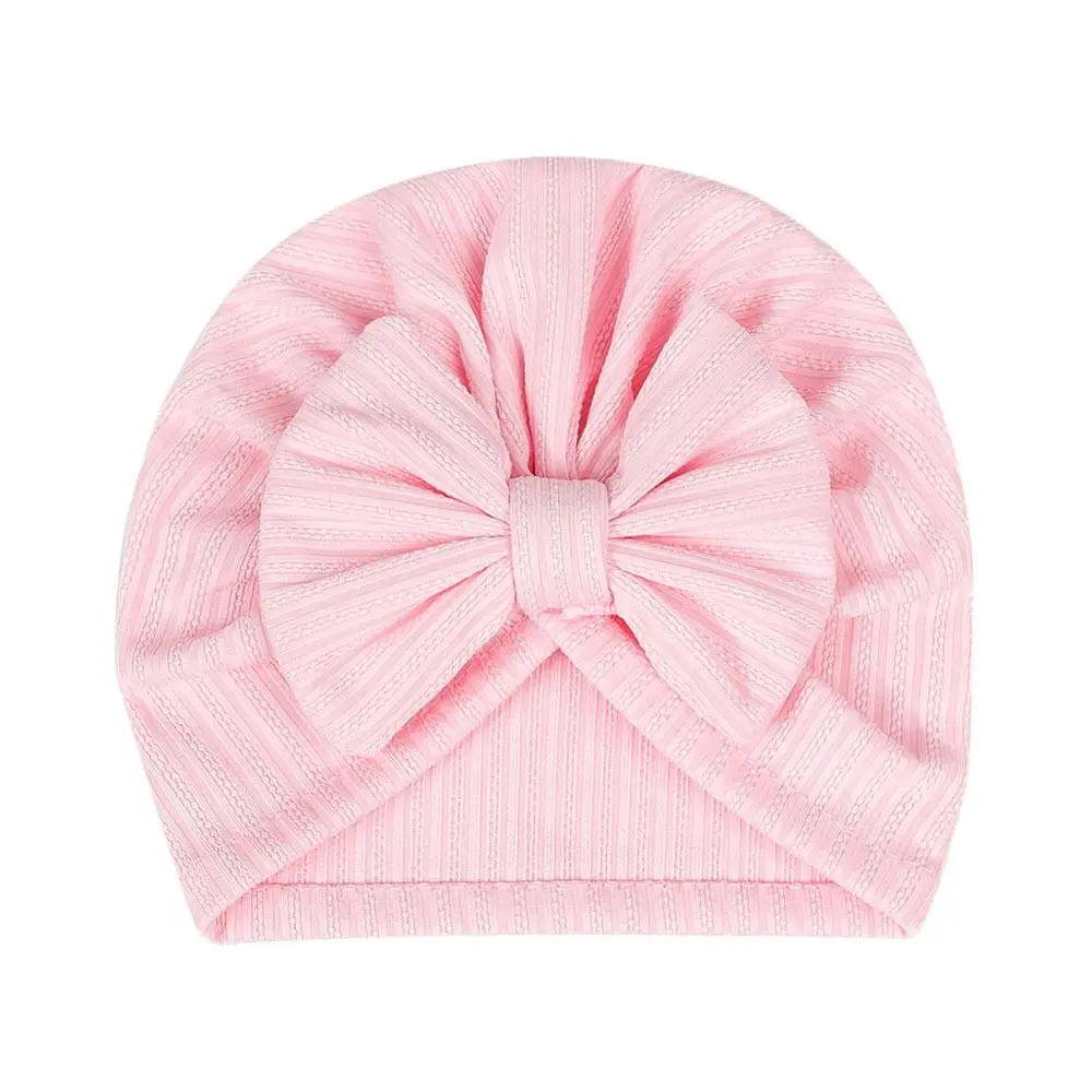 Cute Cotton Polyester Headband Soft Solid Color Big Bow Hats Breathable Infant Headwear Baby Girls Boys