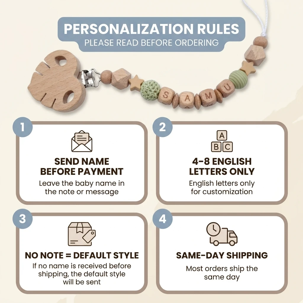Personalized Baby Pacifier Clip Custom Name Wooden Beads Silicone Crochet Animal Pacifier Holder Dummy Clip Baby Shower Gift