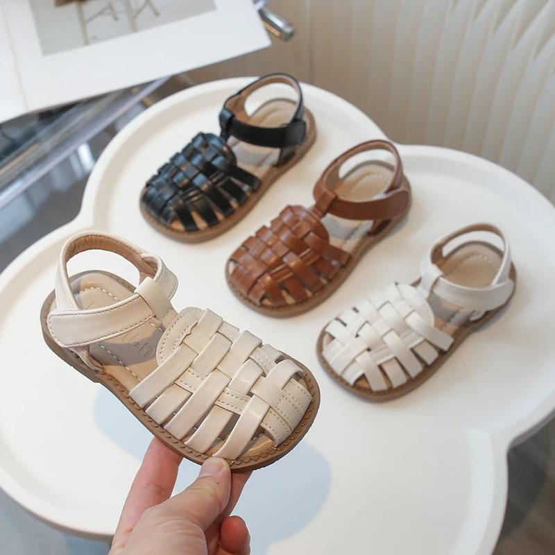 

Children's Woven Soft-soled Non-slip Sandals Boys' and Girls' Fashion Hollow Beach Shoes Baby Casual Walking Flat Shoes 22-31