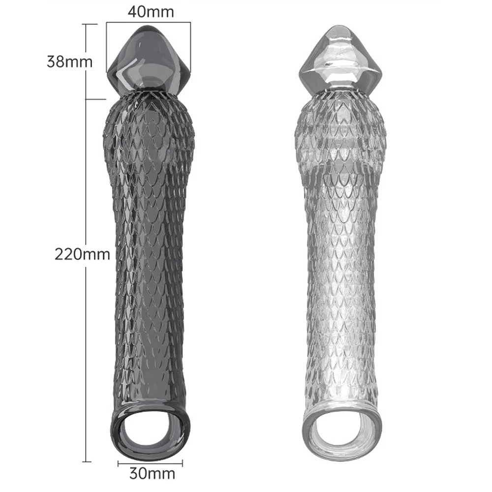 Penis Extender Sleeve Vibrator Reusable Condom Male Enhancer Delay Ejaculation Cock Rings Vibrating Penis Cover SexToys for Men