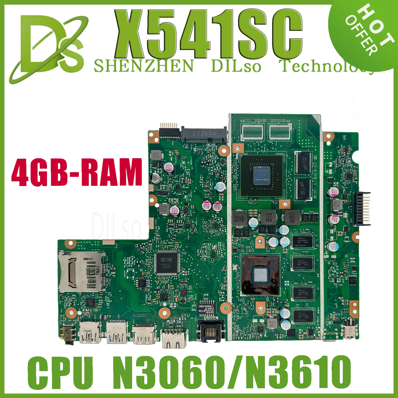 

KEFU X541SC Mainboard For ASUS X541S X541 A541SC F541SC D541SC R541SC Laptop Motherboard W/N3060 N3710 CPU 4GB-Memory GT810M