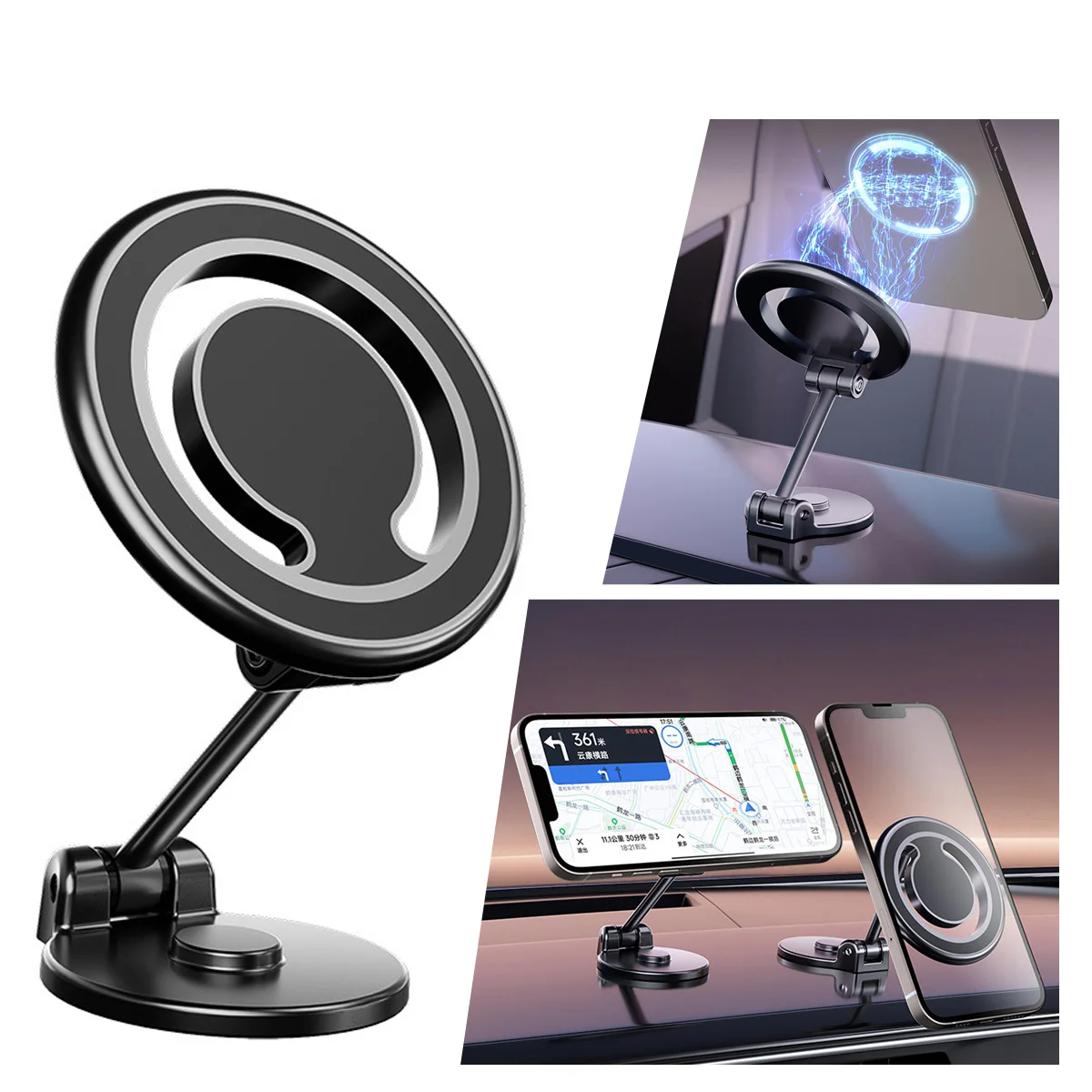 

Foldable Magnetic Car Phone Holder for MagSafe Universal Dashboard Magnet Car Mount for iPhone 14 13 12 Samsung Xiaomi Huawei