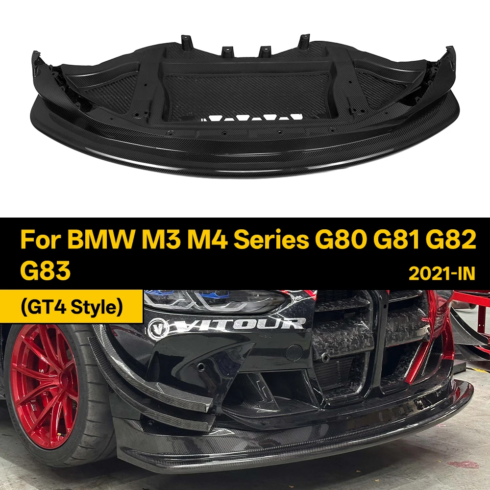 

Передний сплиттер из настоящего сухого углеродного волокна для BMW M3 M4 серии G80 G81 G82 G83 GT4 Style 2021-IN 1 шт./шт.