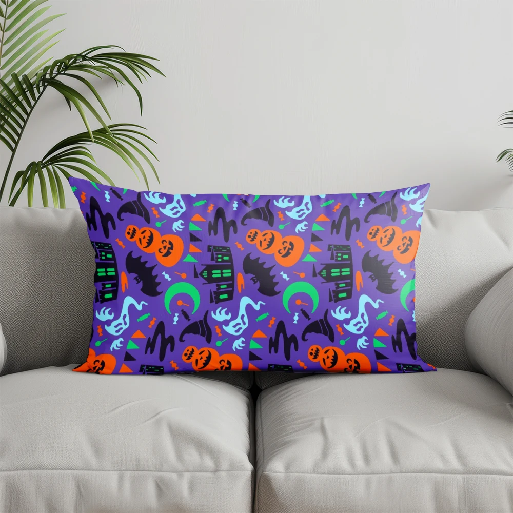 Home Decor Halloween-themed Pattern Pillow Cover Suitable For Sofa Bedroom Car Pillow Cover Cushion Rectangular Back Cushion