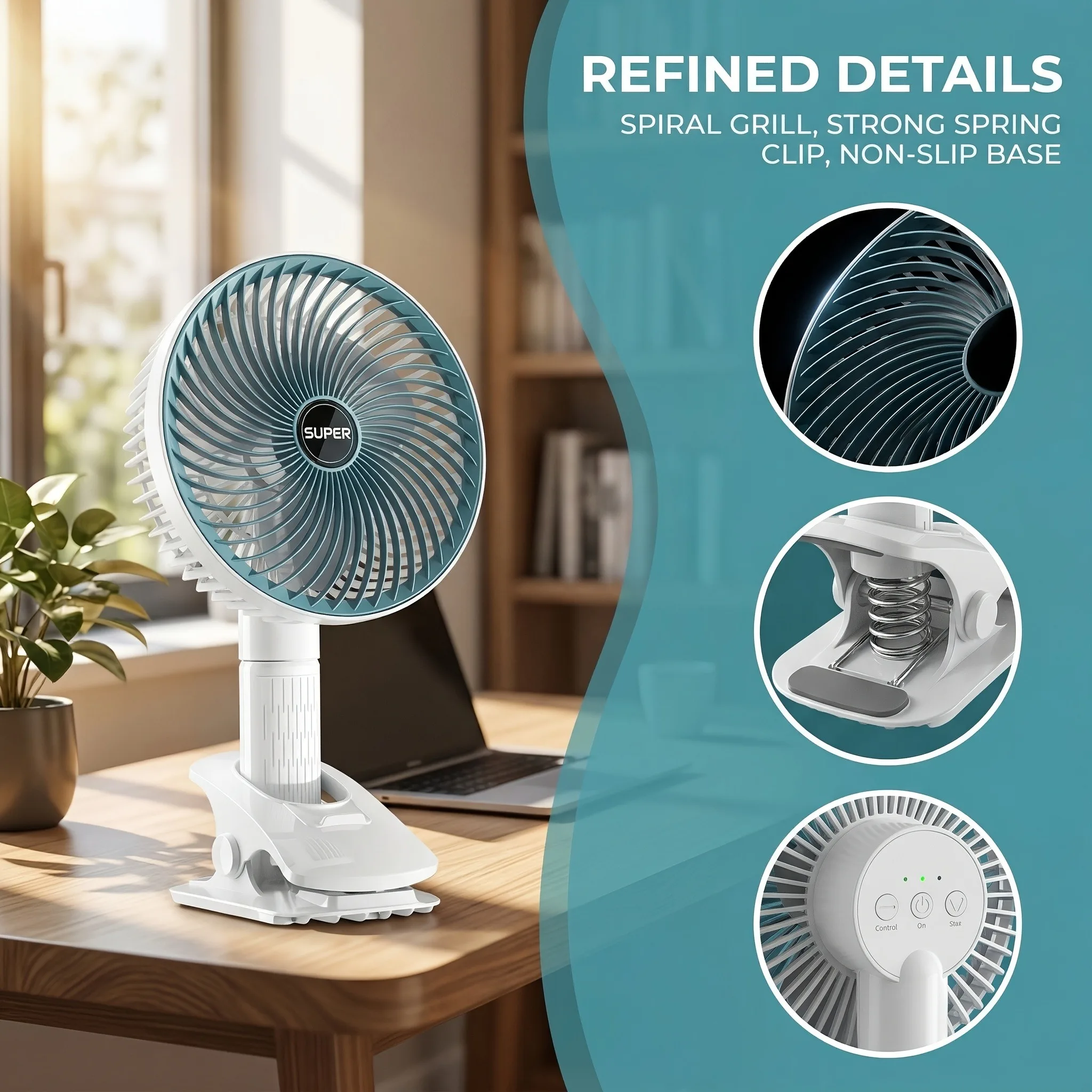 A Clip-On Mini Fan, USB Rechargeable, Ideal for Outdoor Travel And Office Use, Portable Desktop Clip Fan, Space-Saving Design, Small Table Fan, Quiet Yet Powerful Airflow image 5