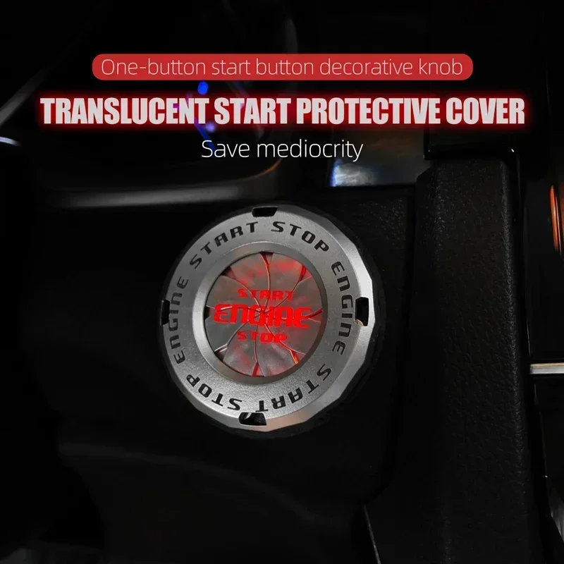 Engine Start Stop Button Cover Translucent Ignition Switch Protection Cap One-key Start Rotating Protective Cover for Most Cars