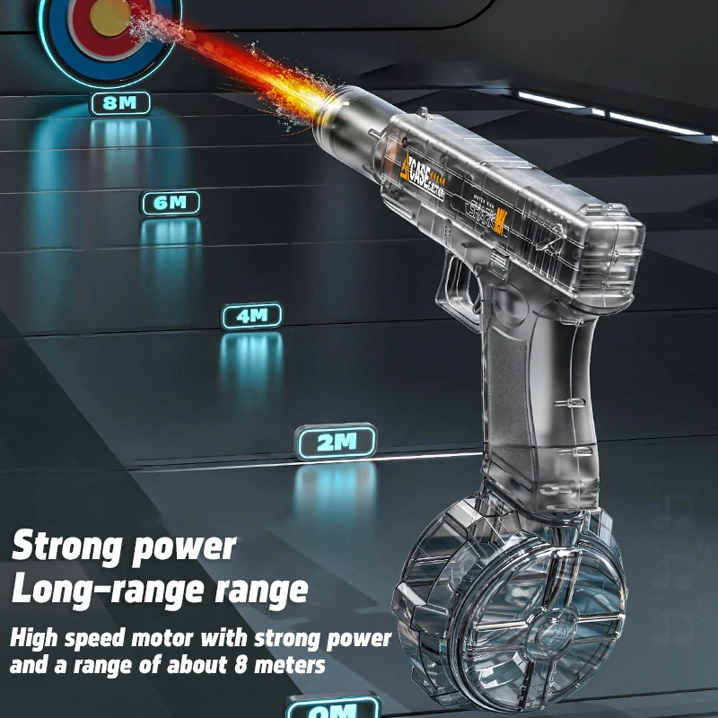 Nieuw knipperend waterpistool voor kinderen, speelgoed met verlichting, elektrisch continu afvuren, gekamerd watergevecht, buitenwaterspel