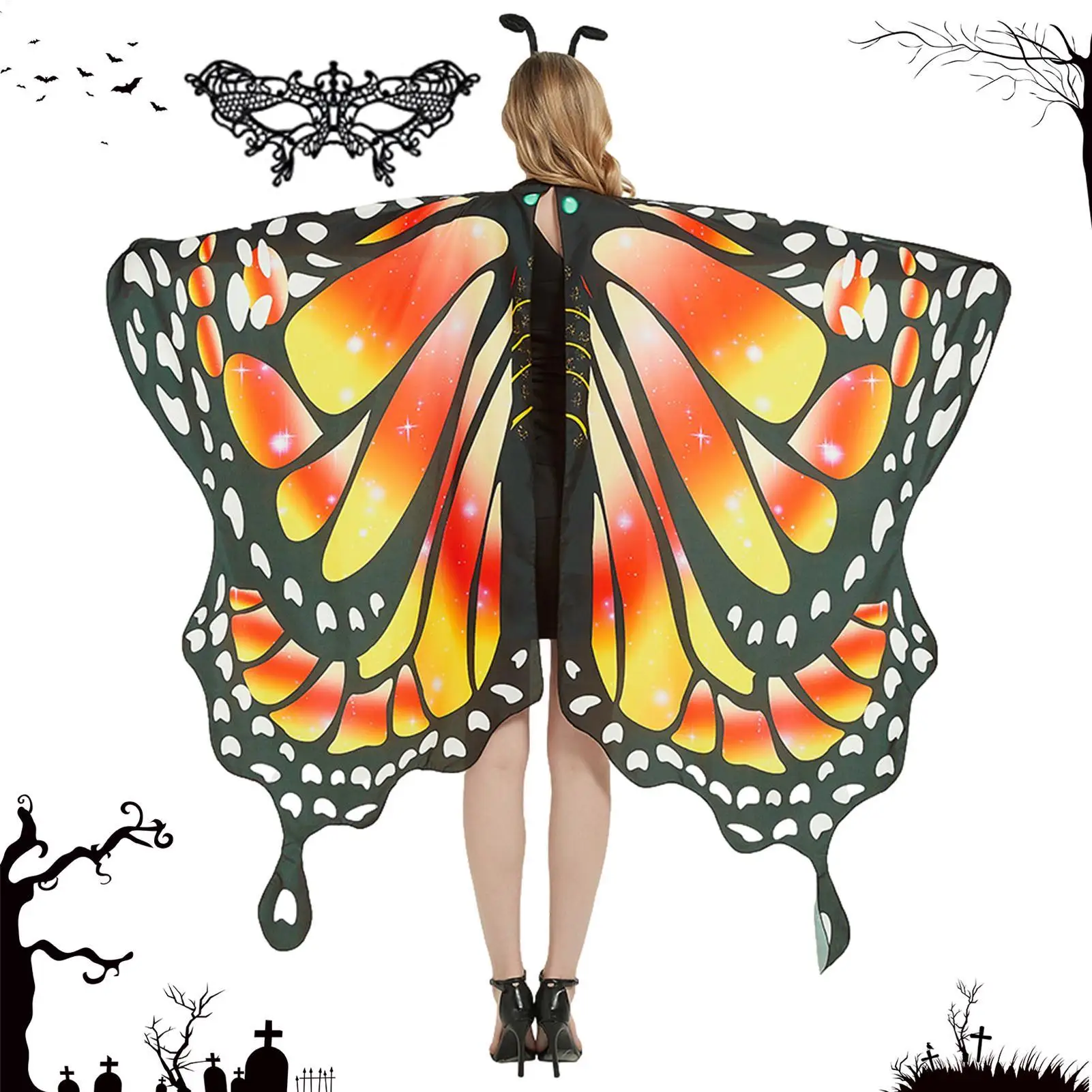 

Женское сценическое платье с крыльями бабочки, накидка, шаль, необычные костюмы, реквизит для ролевых игр, Хэллоуин, косплей, танцевальный плащ, накидка ﻿