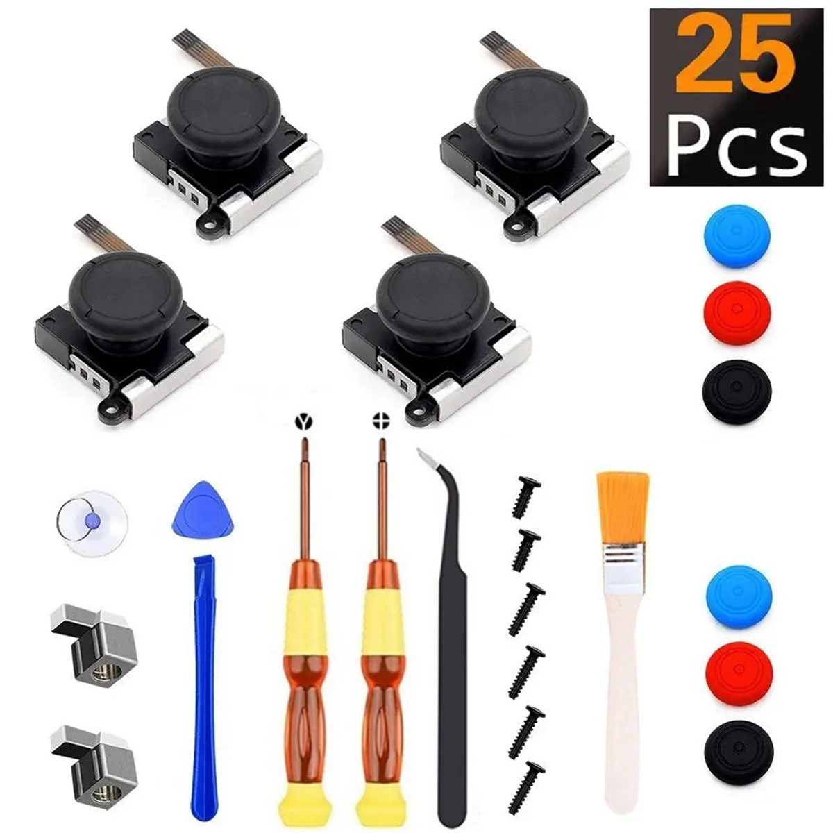 AT-25PCS Set 3D Analog Joystick+Screwdriver+Joystick Cap For NS Switch Lite Joycon Controller Repair