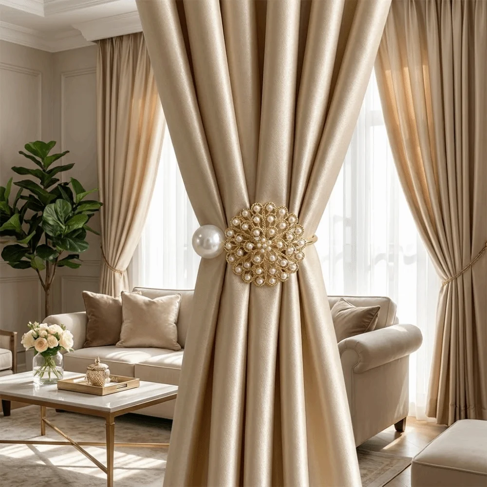 Light Luxury Curtain Buckle Metal Vintage Curtain Tiebacks Decorative French-style Curtains Tie Rope Living Room