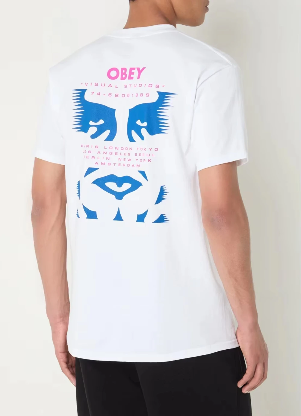 

Summer visual research T-shirt with logo and back print short-sleeved fashionable sailor collar top for casual loose street men